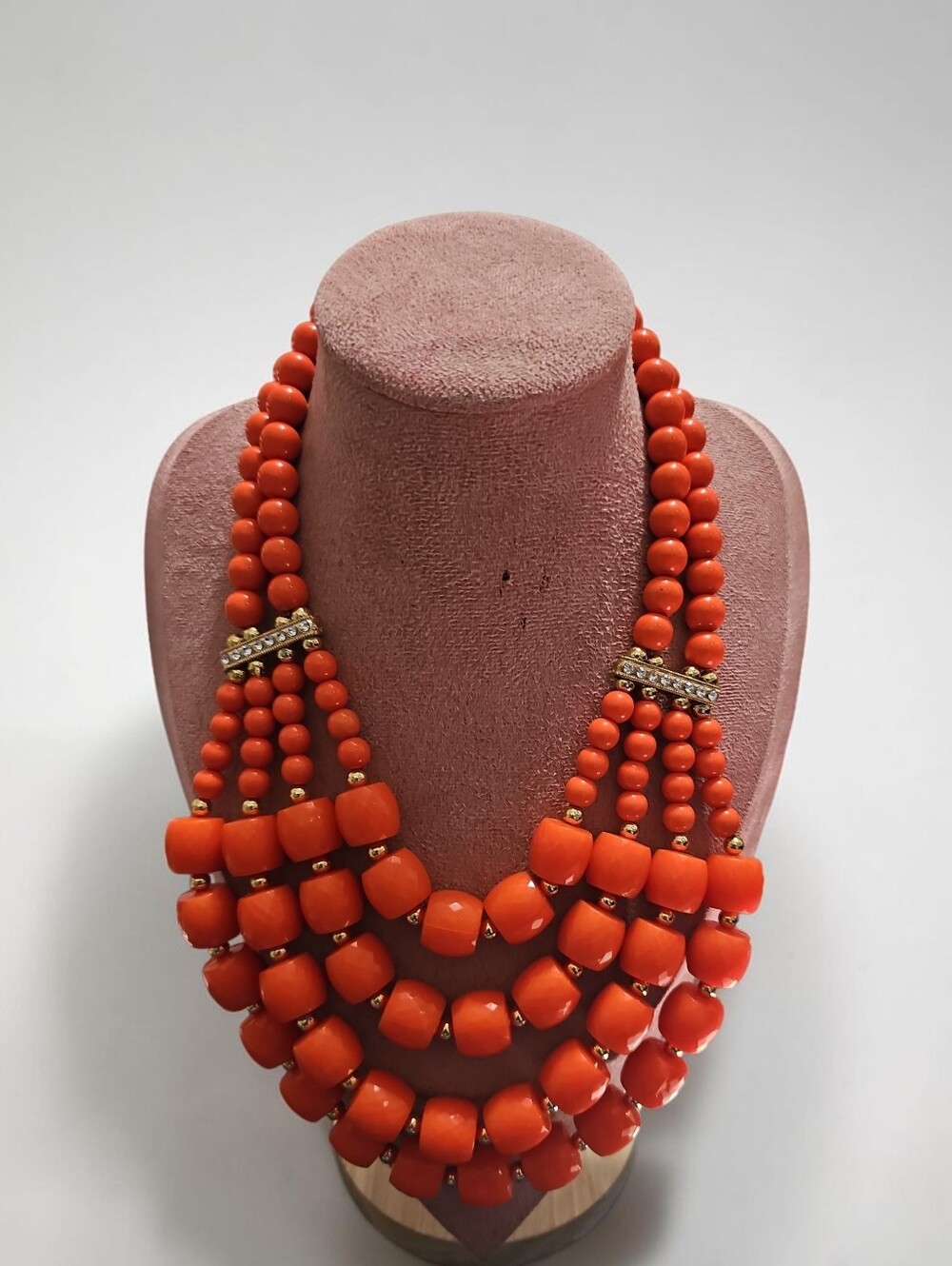 Sassified Boutique Nwt Bold Orange Multi-Strand Beaded Necklace - Women Jewelry